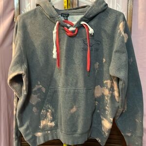 ENZA MENS Hoodie Gray and bleach dye
